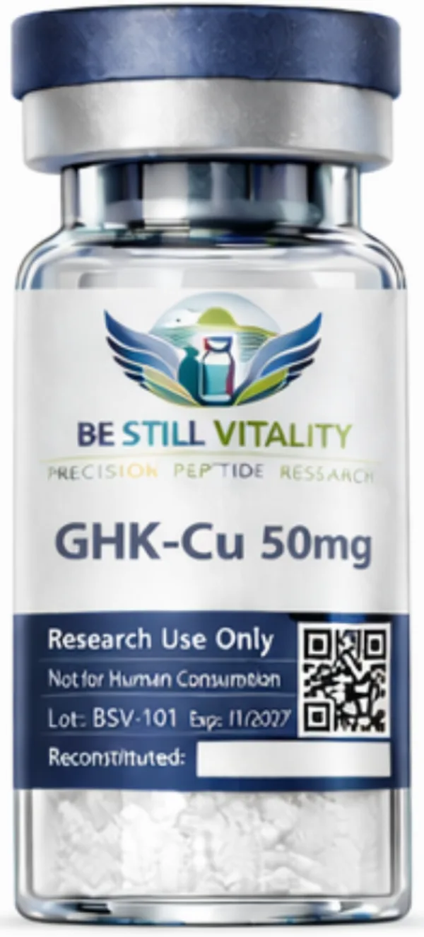 GHK-Cu 50 mg lyophilized research peptide vial