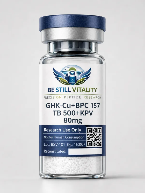 GHK-Cu+BPC 157+TB 500+KPV 80 mg lyophilized research peptide vial